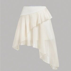 Elegant Cream Asymmetrical Skirt